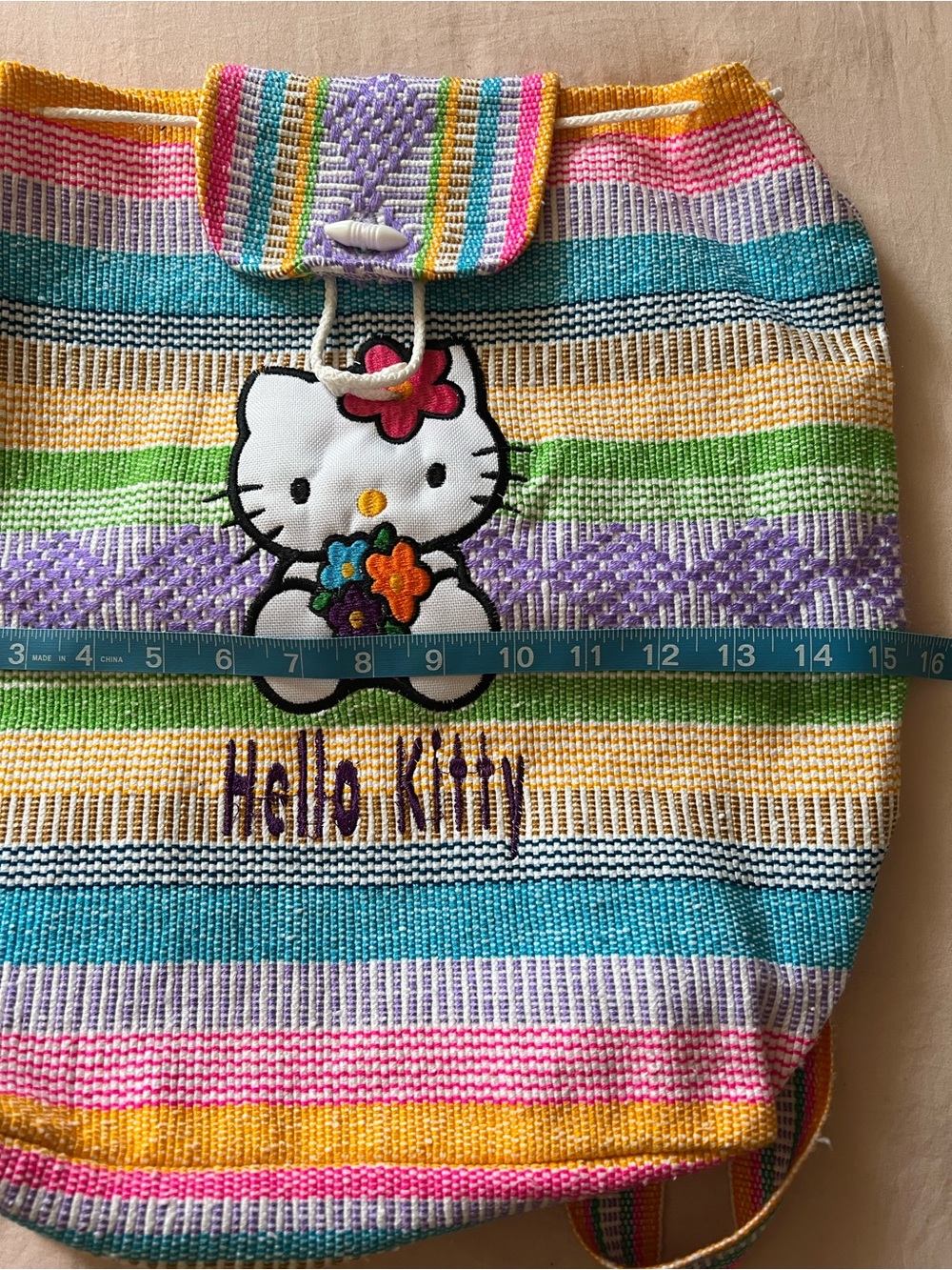 Hello Kitty Multi-Colored Striped Backpack - Picture 4 of 4